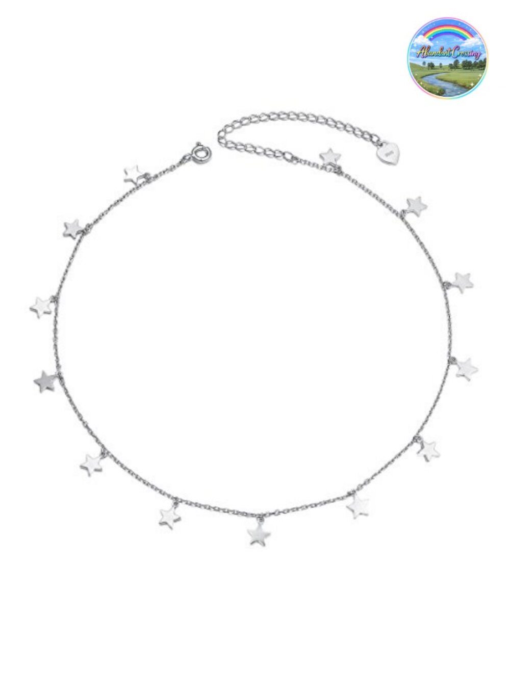 S925 Sterling Silver Star Choker Necklace Adjustable Rolo Chain
